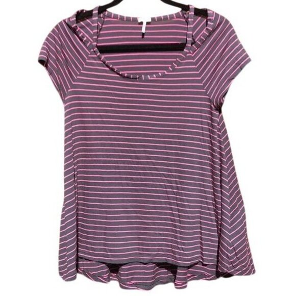 None Tops - Splendid Pink & Grey Casual Comfortable Oversized Striped Top Size S